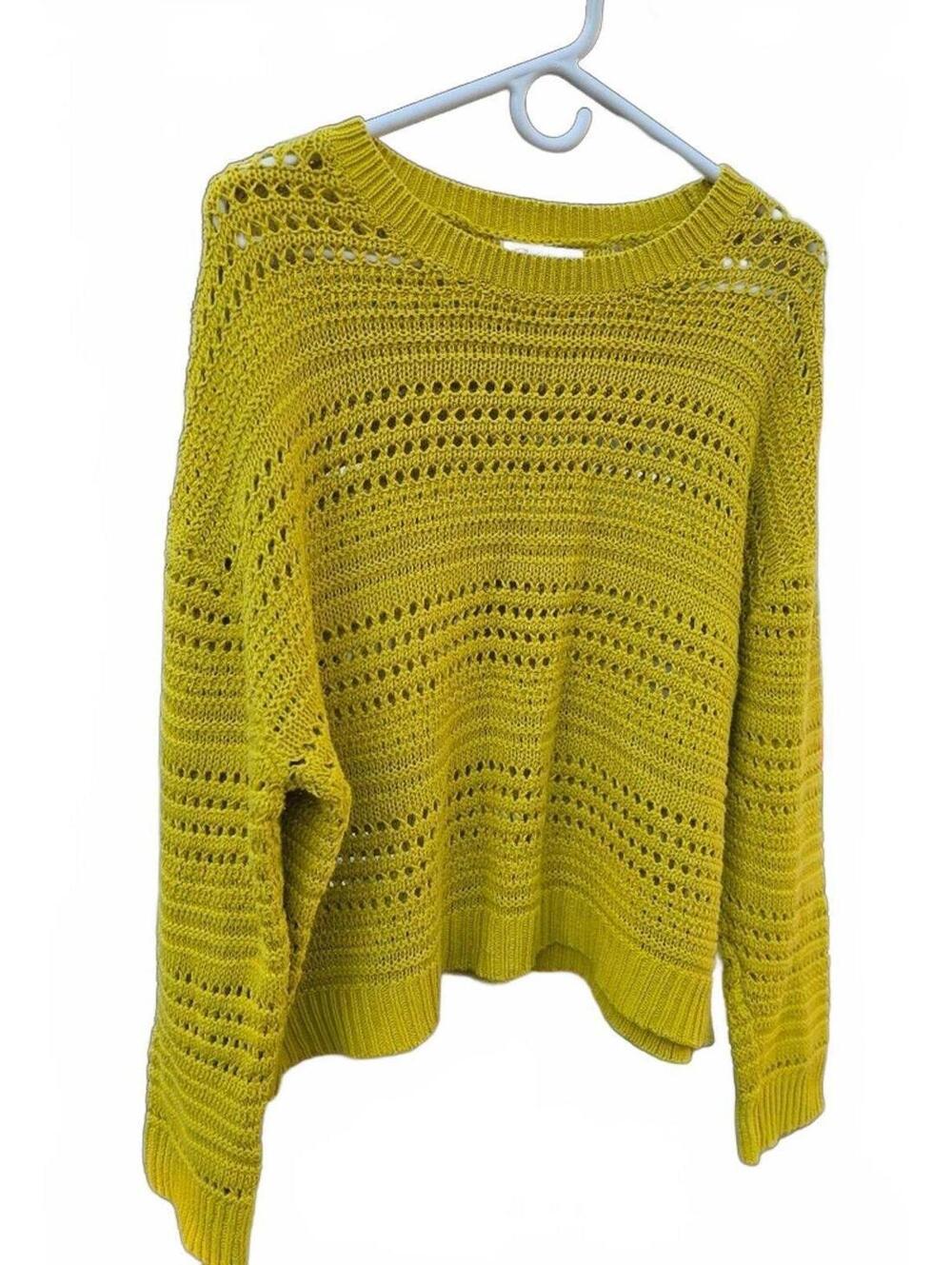 Boho Mustard Crochet Style Boxy Pullover - Summer Essential  XXL  Like New Cond